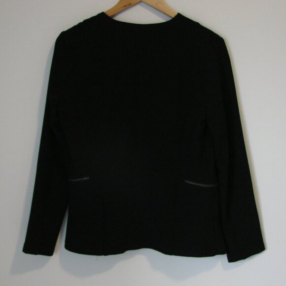 Elodie Black Open Front Blazer Jacket Business Draped Collar Size Medium - Picture 8 of 8